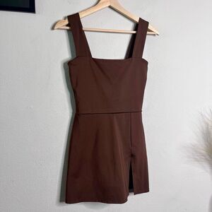 Reformation Daria Ecomove Active Mini Dress Cafe Brown Size S